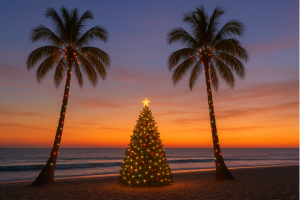 Kaliforniya: Palmiye ağaçlarının altında Noel