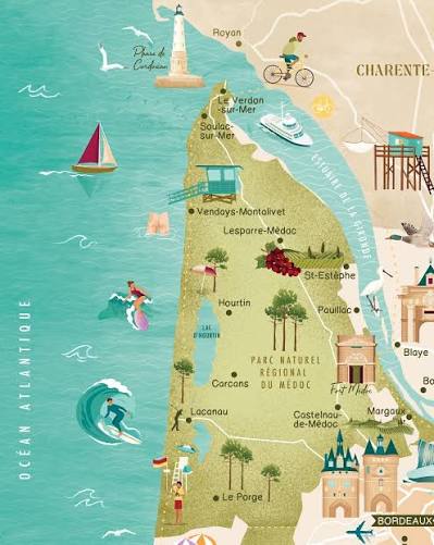 YENİ HARİTA 🗺️🍷🍇🏰 Sonunda koleksiyonun en yenisini sizlere sunmaktan mutluluk duyuyorum: Gironde ve halicinin resimli haritası! Daha önce başladım